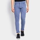 Men's Slim Fit Casual Trousers , मध्यम नीला, small image number null